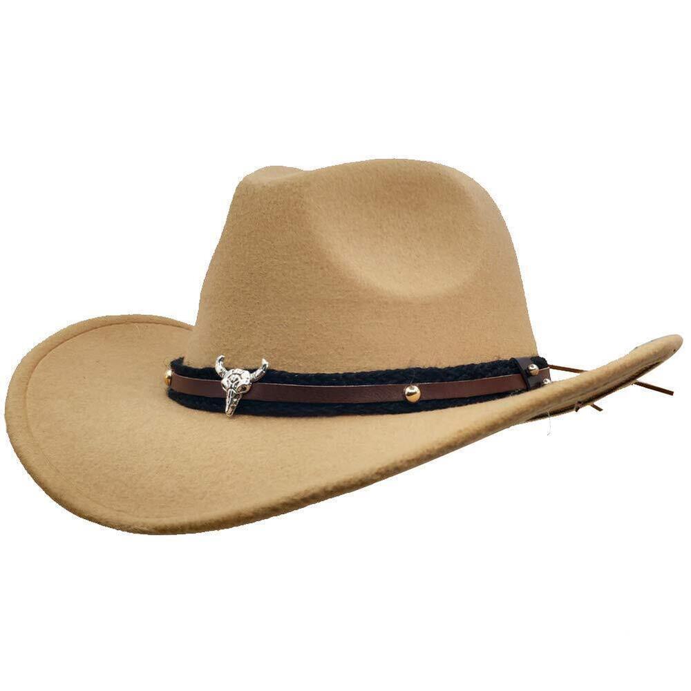 7407 & Fur Felt Cowboy Hat Wide Brim Western Outback Beige